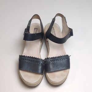 PIKOLINOS Costacabana Black Leather Ankle-Strap Sandals Velcro closure 38